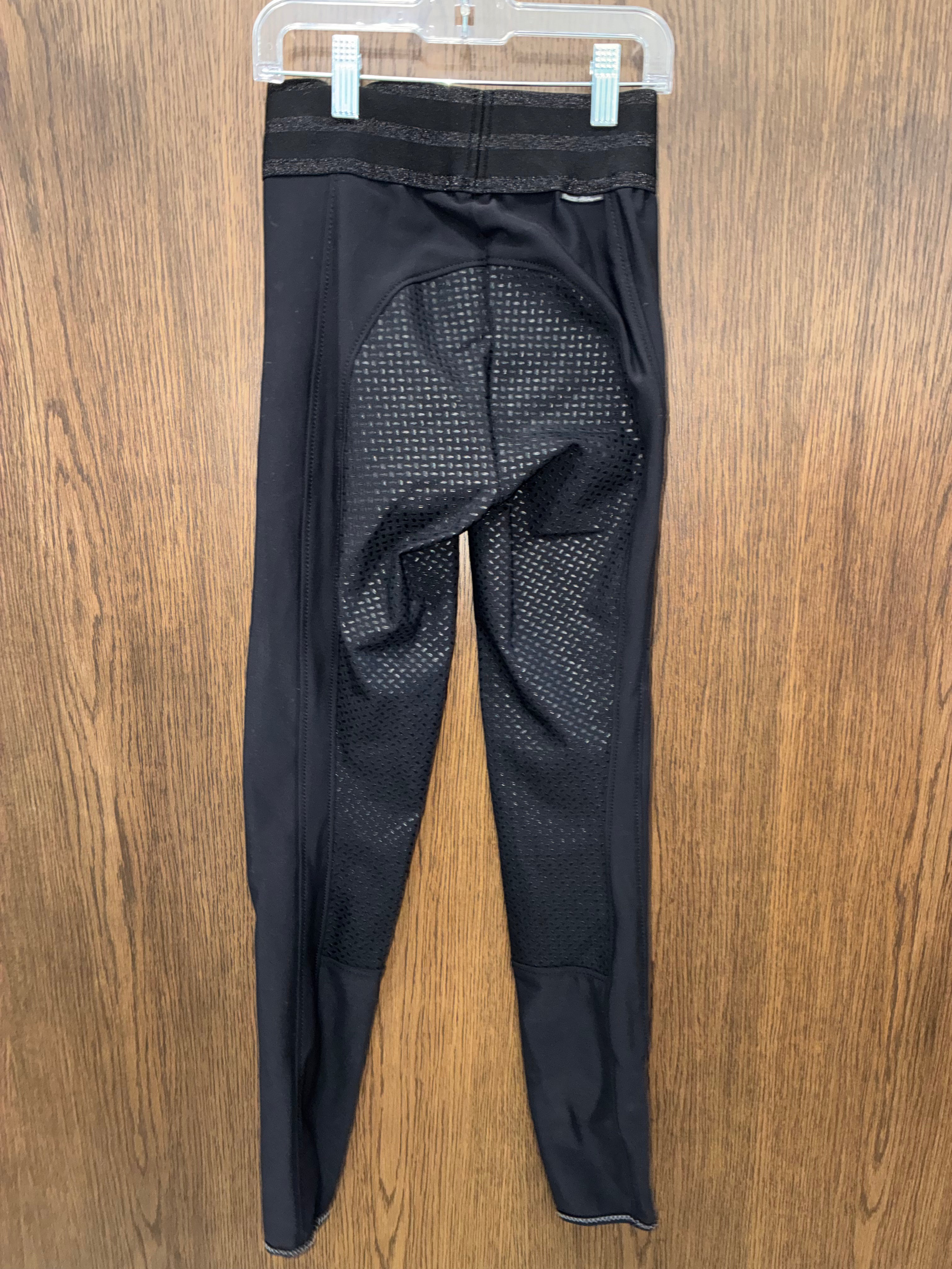Pikeur Braddy Girls Riding Breeches Size 152 11/12 Black Full Seat Grip Equestrian