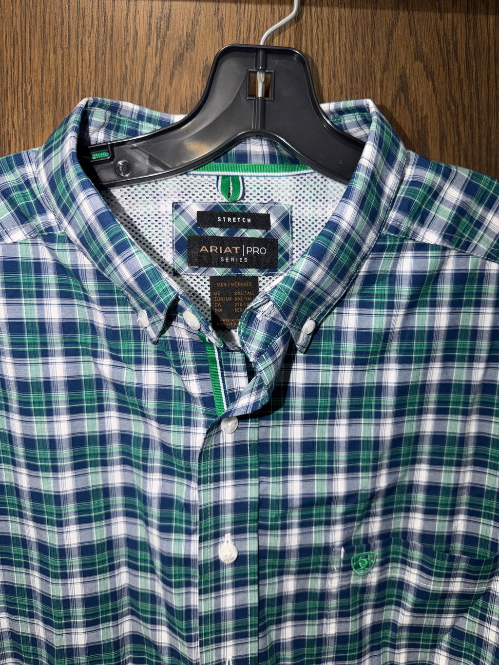 Ariat Pro Series Men’s XXLT 2XL Tall Blue Plaid Long Sleeve Performance Shirt Stretch
