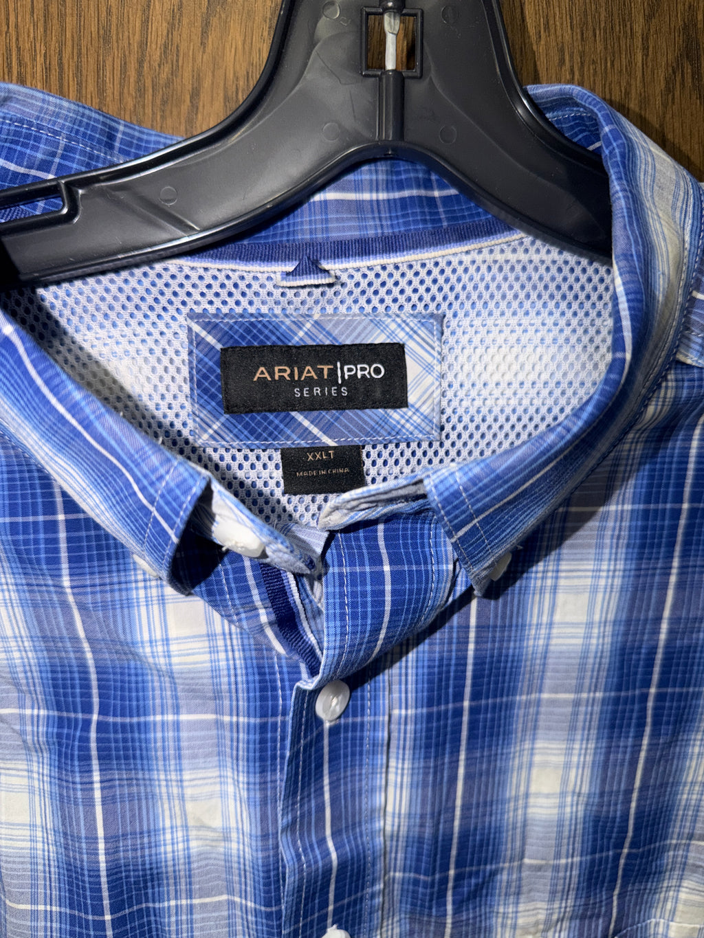 Ariat Pro Series Men’s XXLT 2XL Tall Blue Plaid Long Sleeve Performance Shirt Stretch