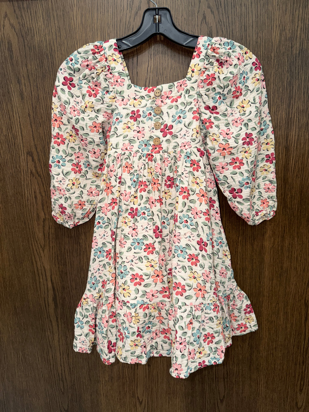 Cheeky Plum Girls Puff Sleeve Gauze Dress Tea Garden Floral Size 7Y