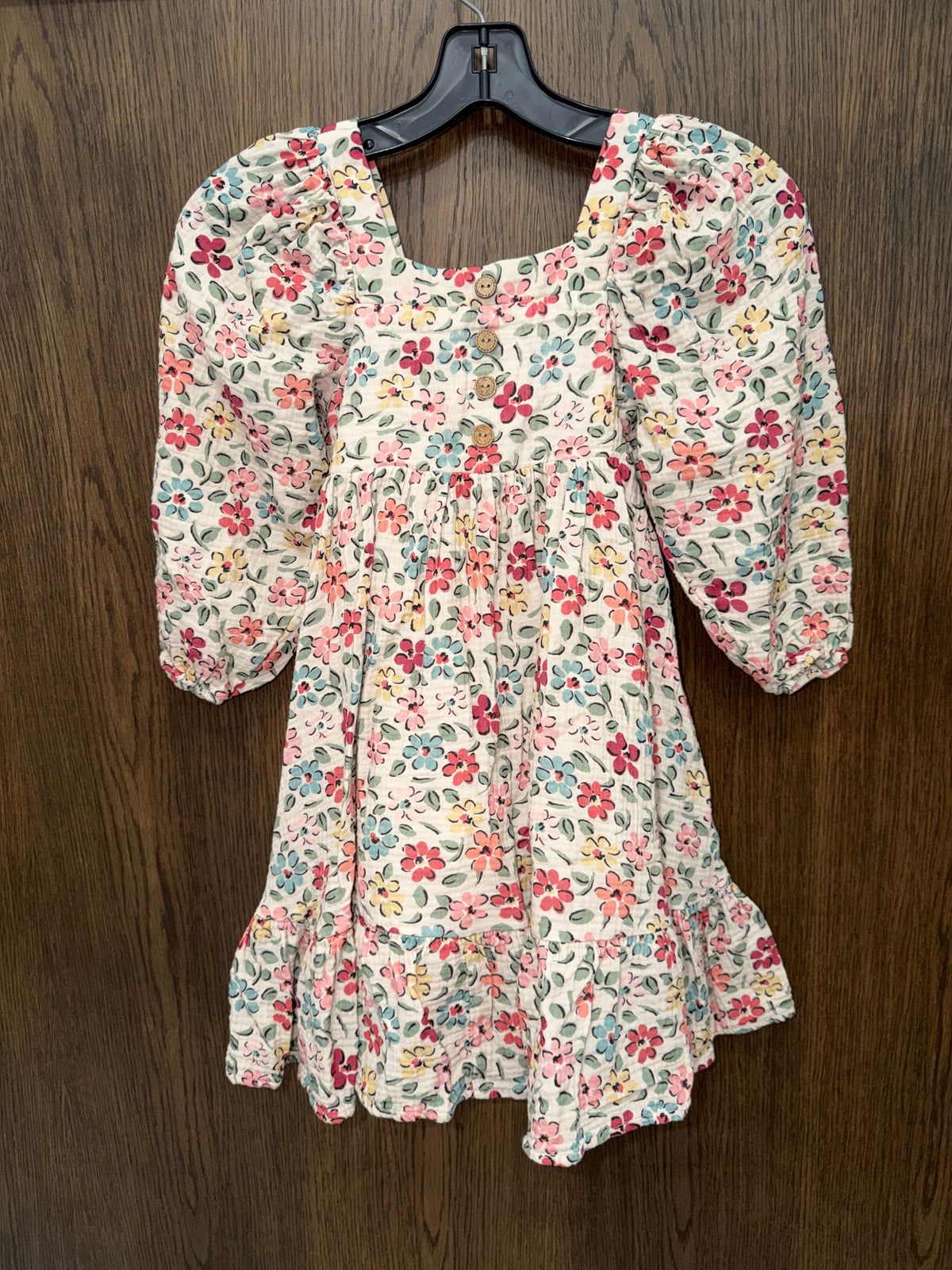 Cheeky Plum Girls Puff Sleeve Gauze Dress Tea Garden Floral Size 7Y