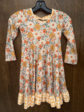 Cheeky Plum Girls Fall Floral Gingham Ruffle Twirl Dress Size 6Y