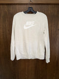 Nike Sportswear Club Fleece Crewneck Sweatshirt Light Heather Gray White Logo Size Small