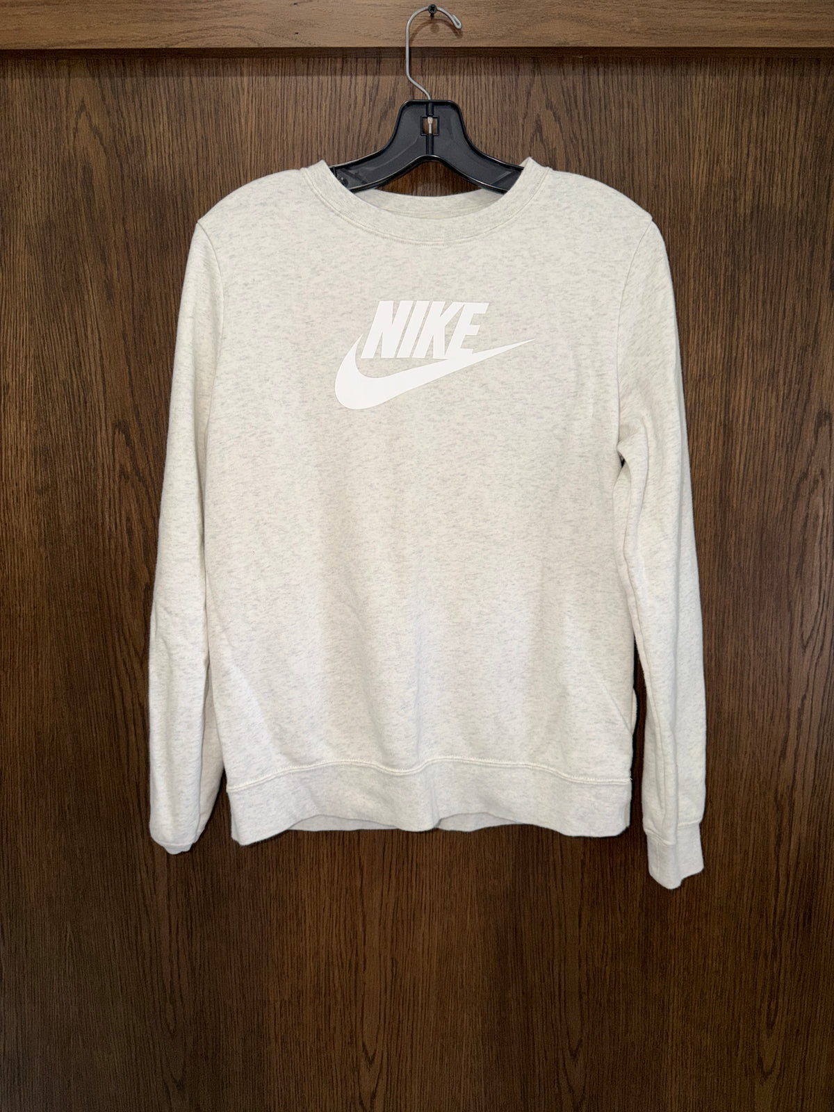 Nike Sportswear Club Fleece Crewneck Sweatshirt Light Heather Gray White Logo Size Small