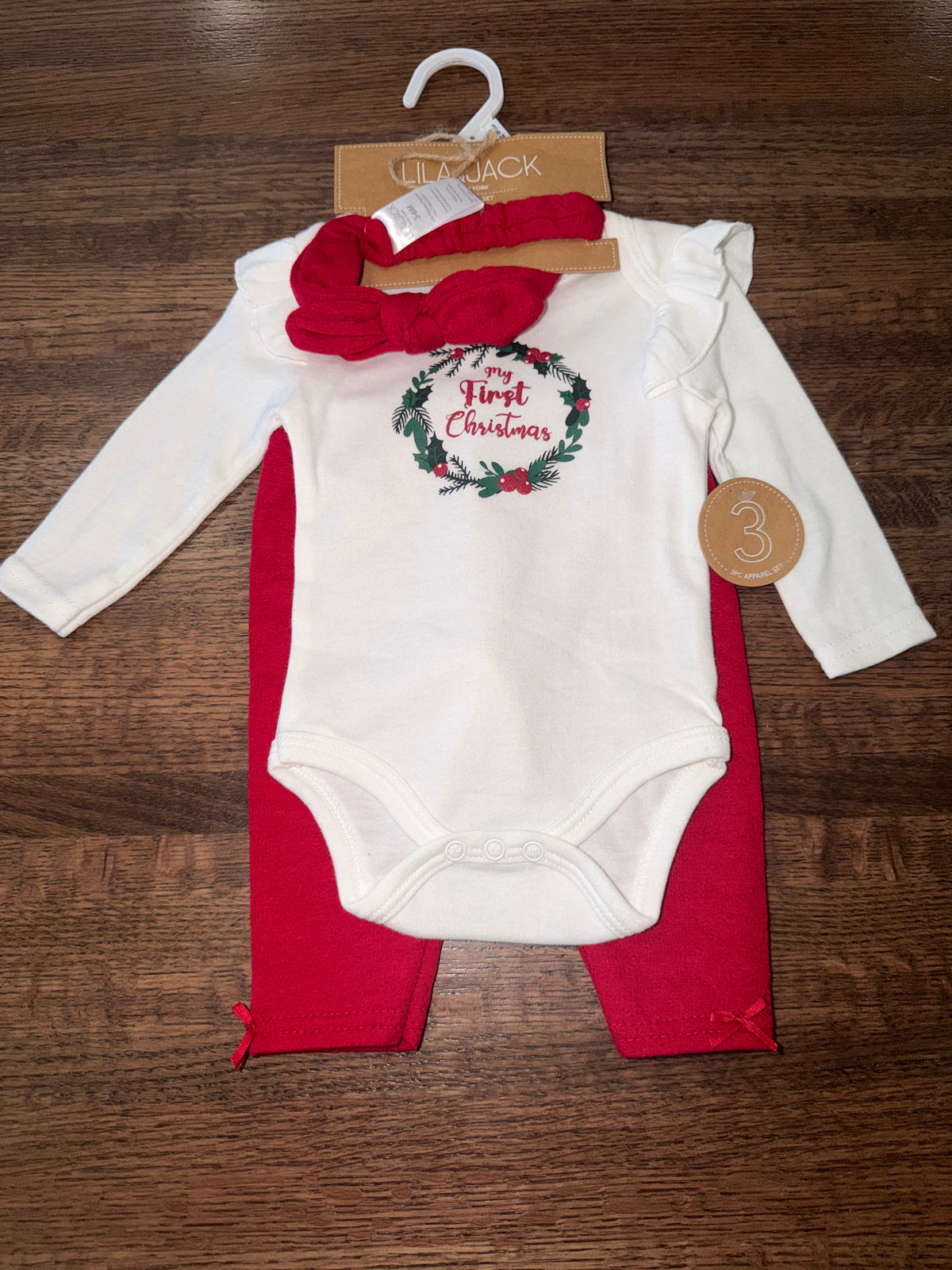Lila & Jack Girks “ My First Christmas” Size 3-6 Months NWT