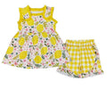 Girly Max Boutique Girls NWT Lemon & Floral Ruffle Tank & Shorts Set Size 3T