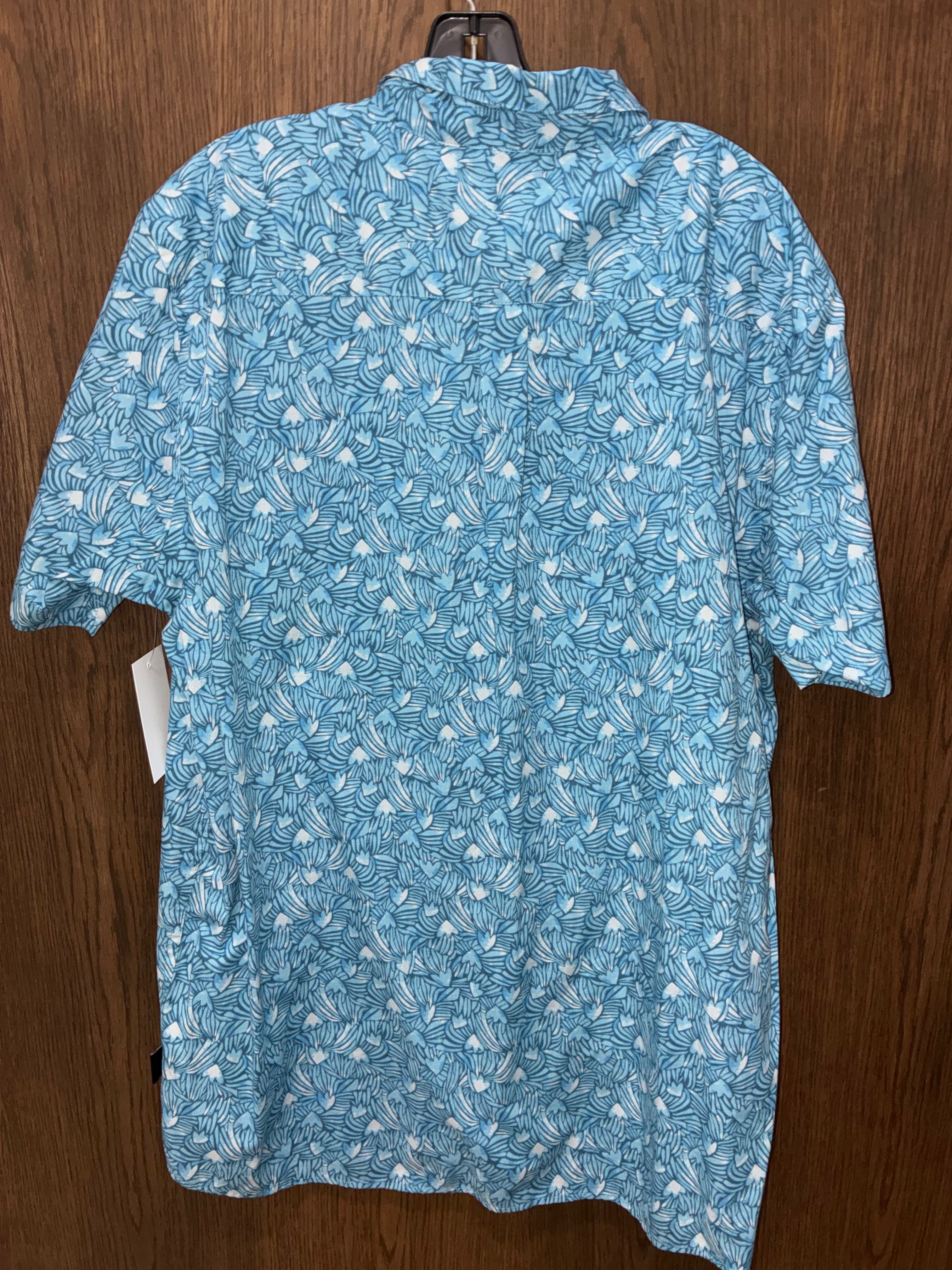 PATAGONIA MENS GO TO SHIRT Block Party Lago Blue Size XXL 2X Organic Cotton