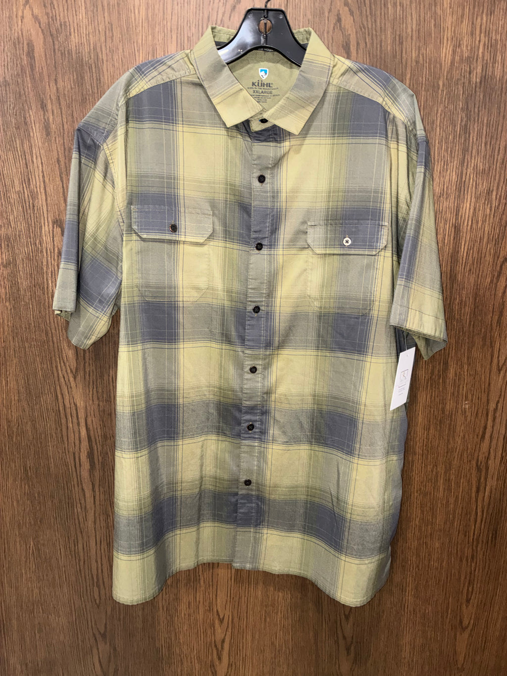 Kuhl Men's Response Short-Sleeve Plaid Button-Up Shirt in Green & Gray XXL