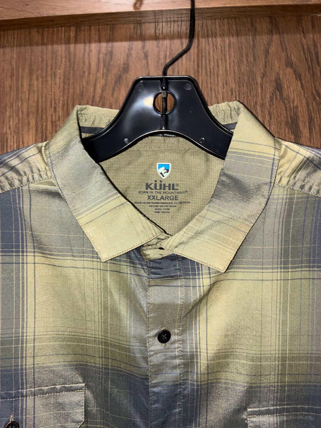 Kuhl Men's Response Short-Sleeve Plaid Button-Up Shirt in Green & Gray XXL