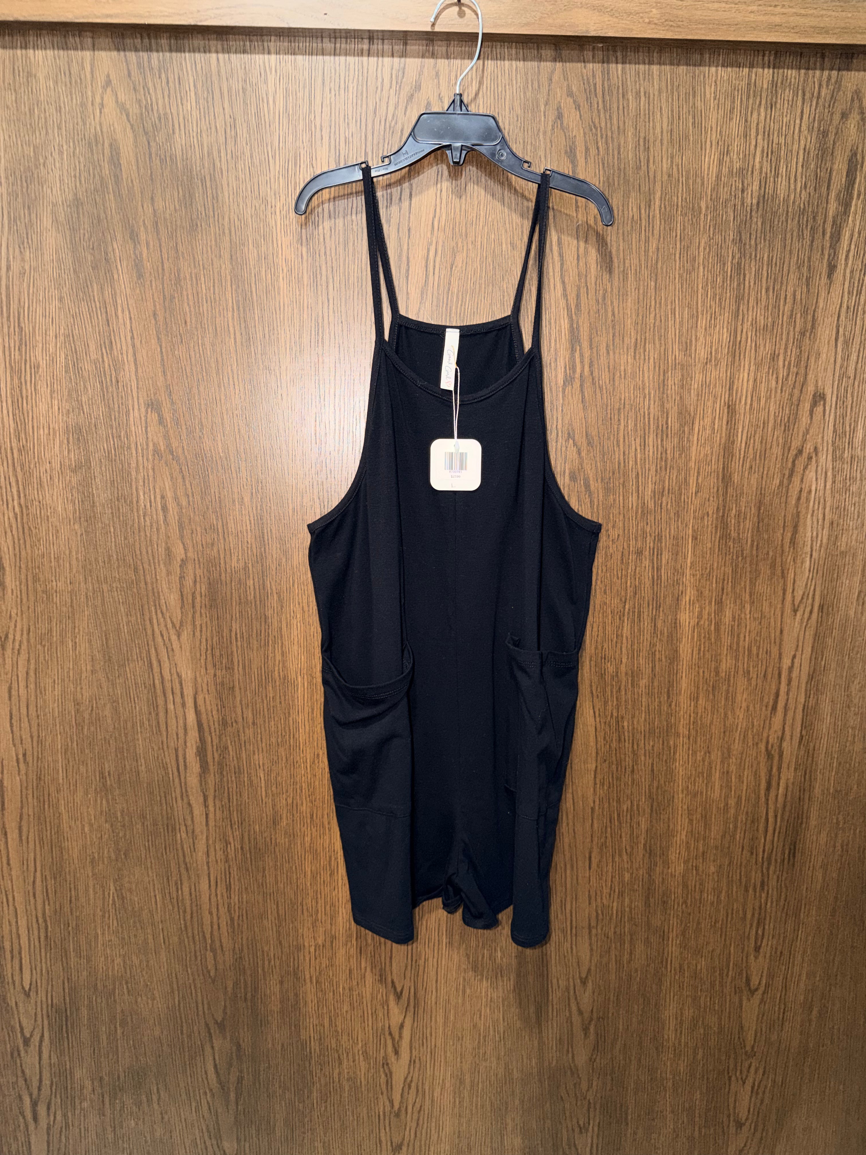Good Girls NWT Shortie Romper Overall Jumpsuit YL 12/14 Black