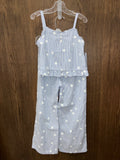 H&M Girls Seersucker Daisy Peplum Top & Wide Leg Pants Size 7/8