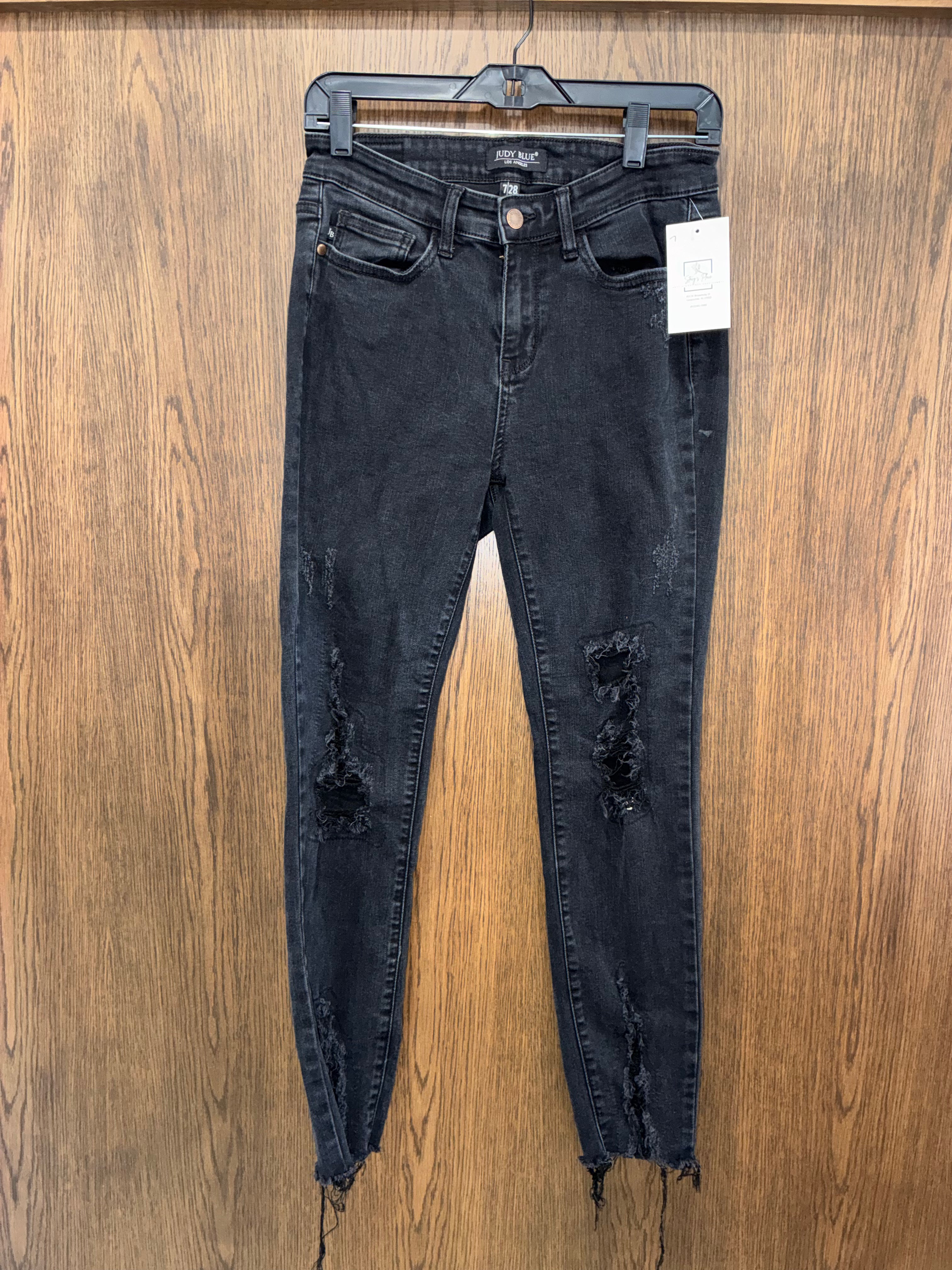 Judy Blue Distressed Skinny Black Wash Jeans Size 7/28