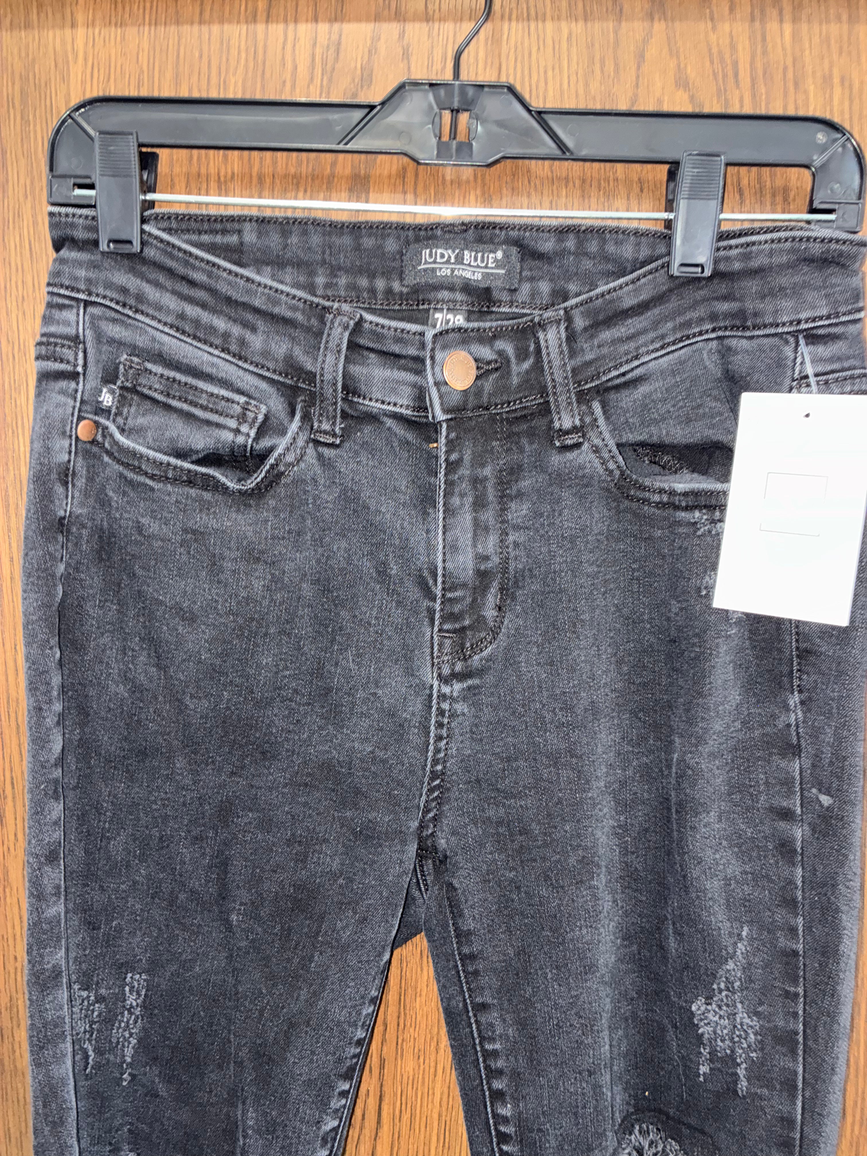 Judy Blue Distressed Skinny Black Wash Jeans Size 7/28