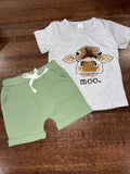 Moo Cow Boutique T-Shirt & Jogger Shorts Set NWT 6-12 Months