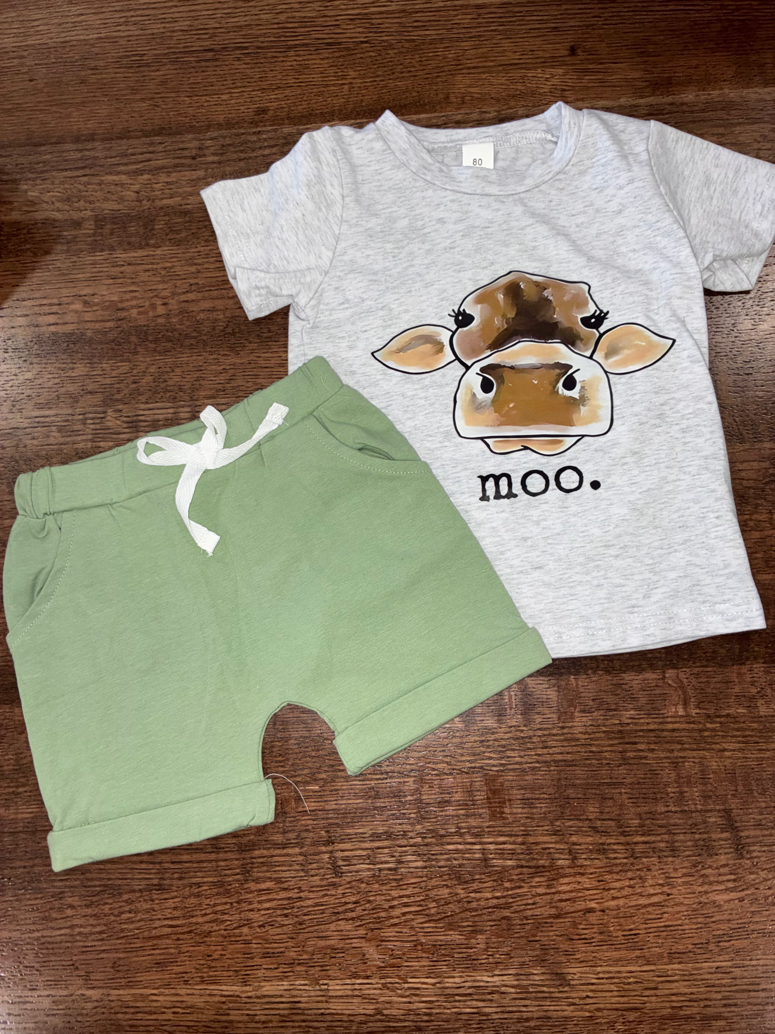 Moo Cow Boutique T-Shirt & Jogger Shorts Set NWT 6-12 Months