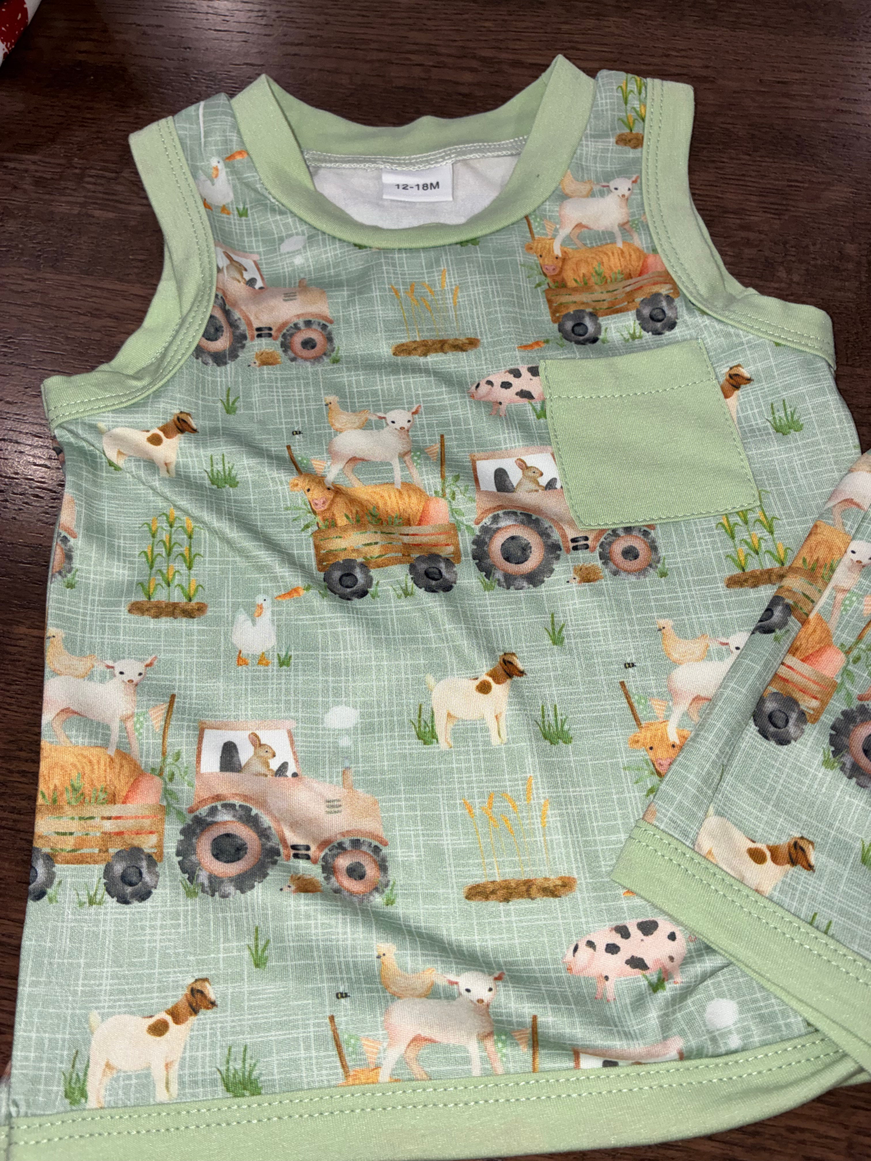“Down on the Farm” Pocket Tank & Jogger Shorts NWT 12-18 Months