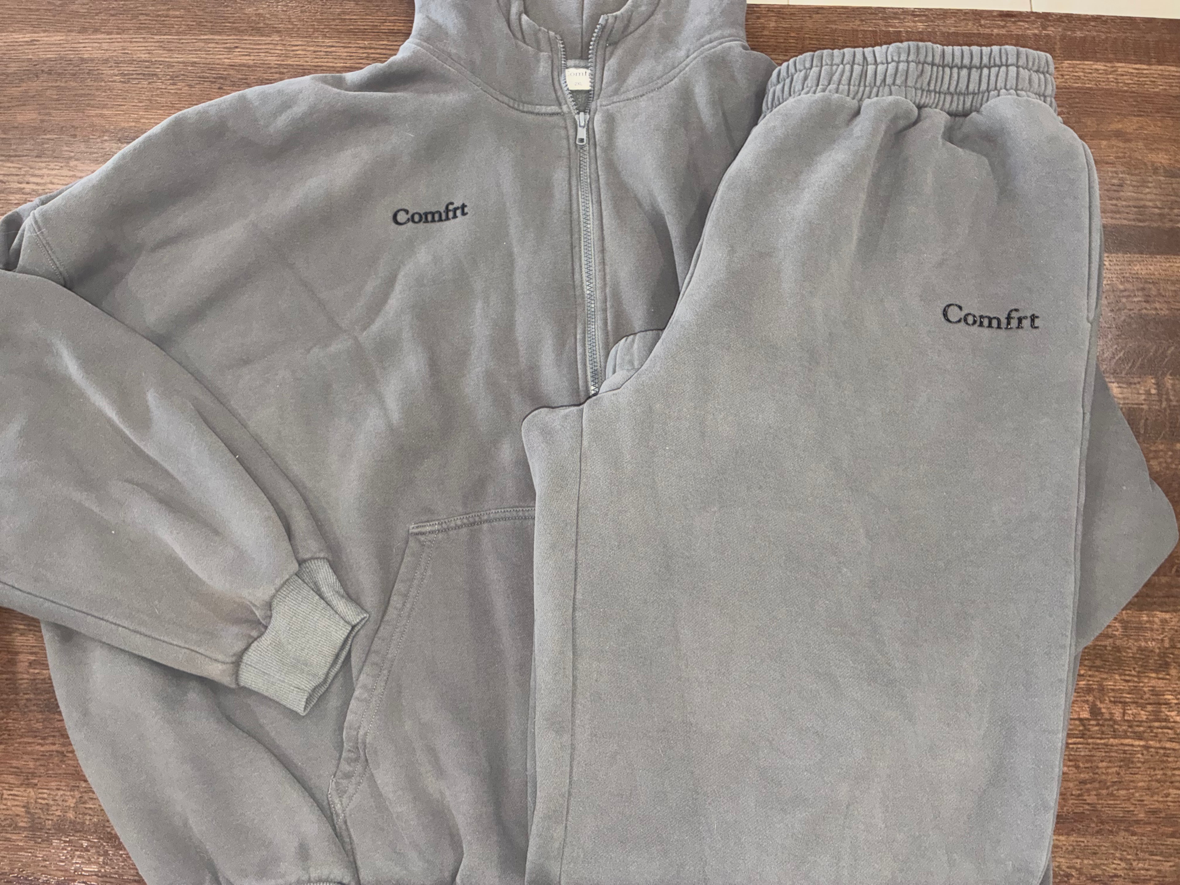 Cmfrt Cloud Zip Hoodie & Cmfrt Signature Sweatpants Steel Gray 2X XXL