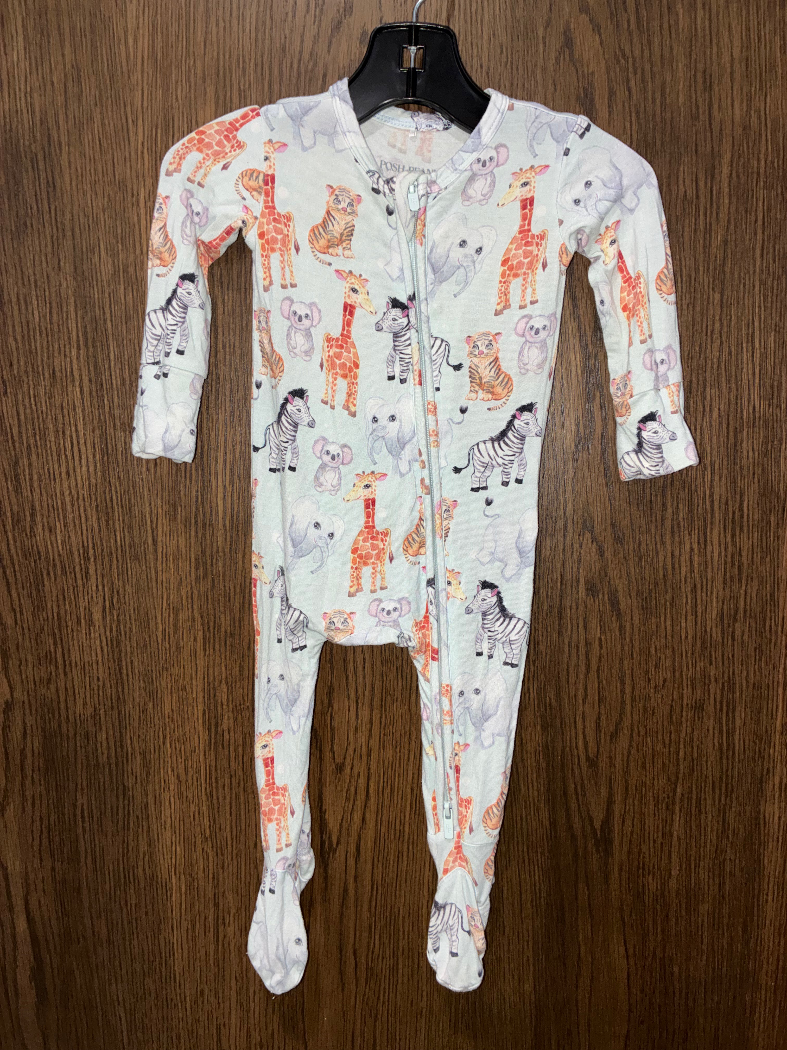 Posh Peanut Zoo Animals Bamboo Footie Pajamas Size 0-3 Months