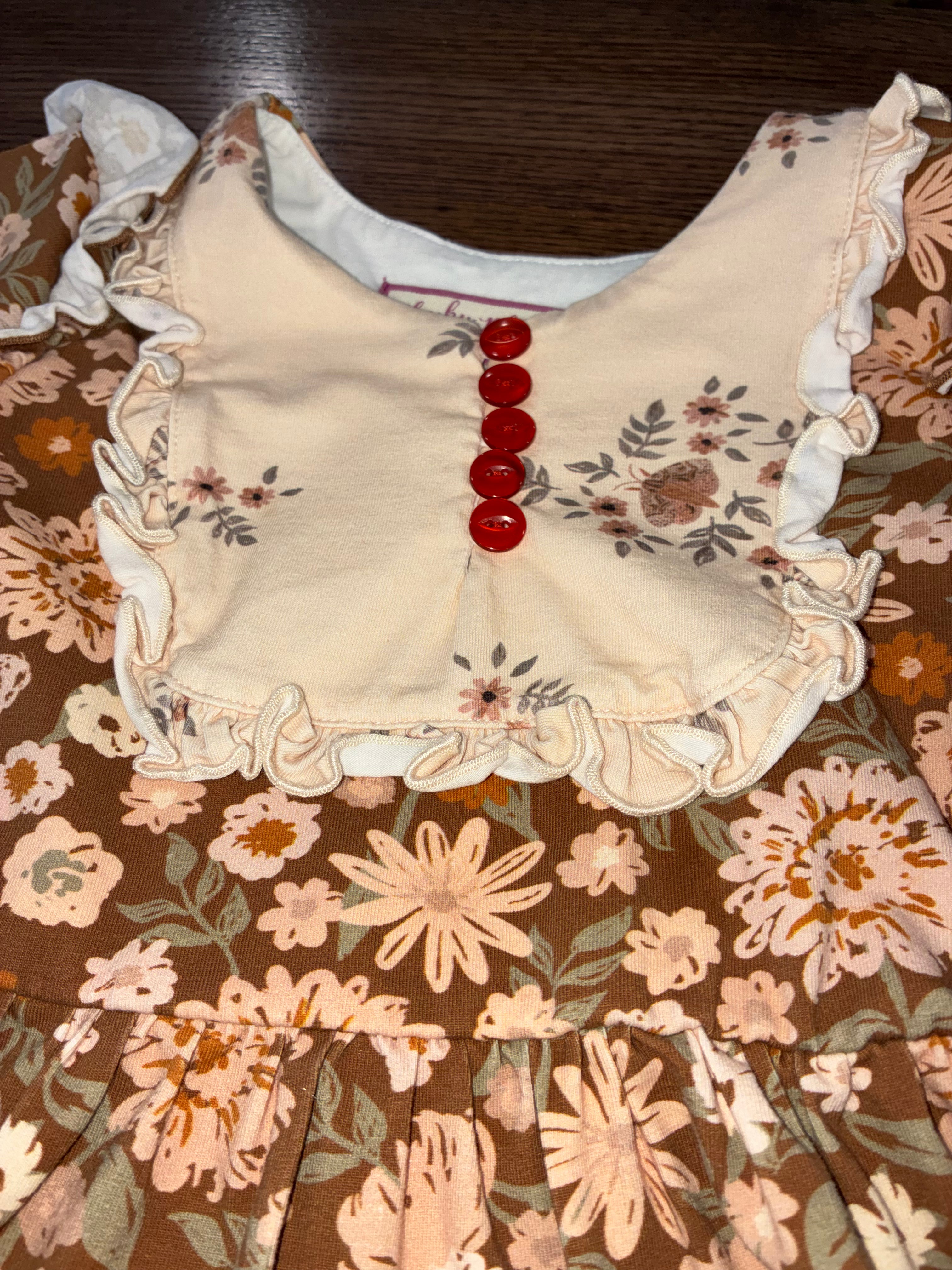 Cheeky Plum Girls Retro Blooms Dress in Harvest Bloom Size 5T