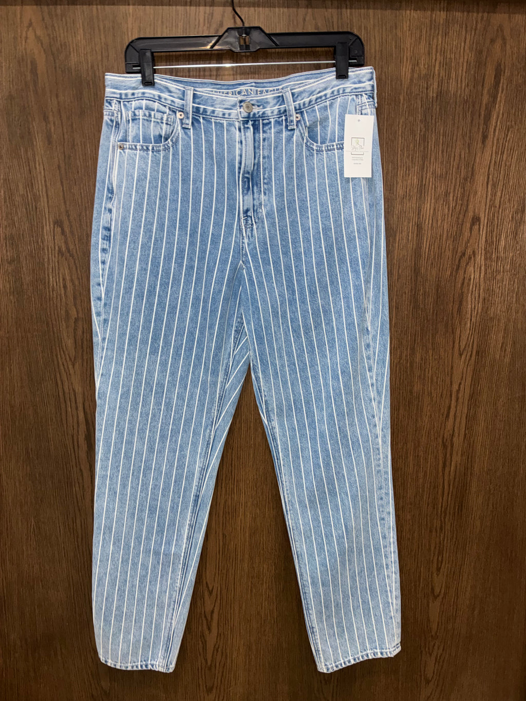 American Eagle Mom Retro Indigo Stripes Jeans Size 10