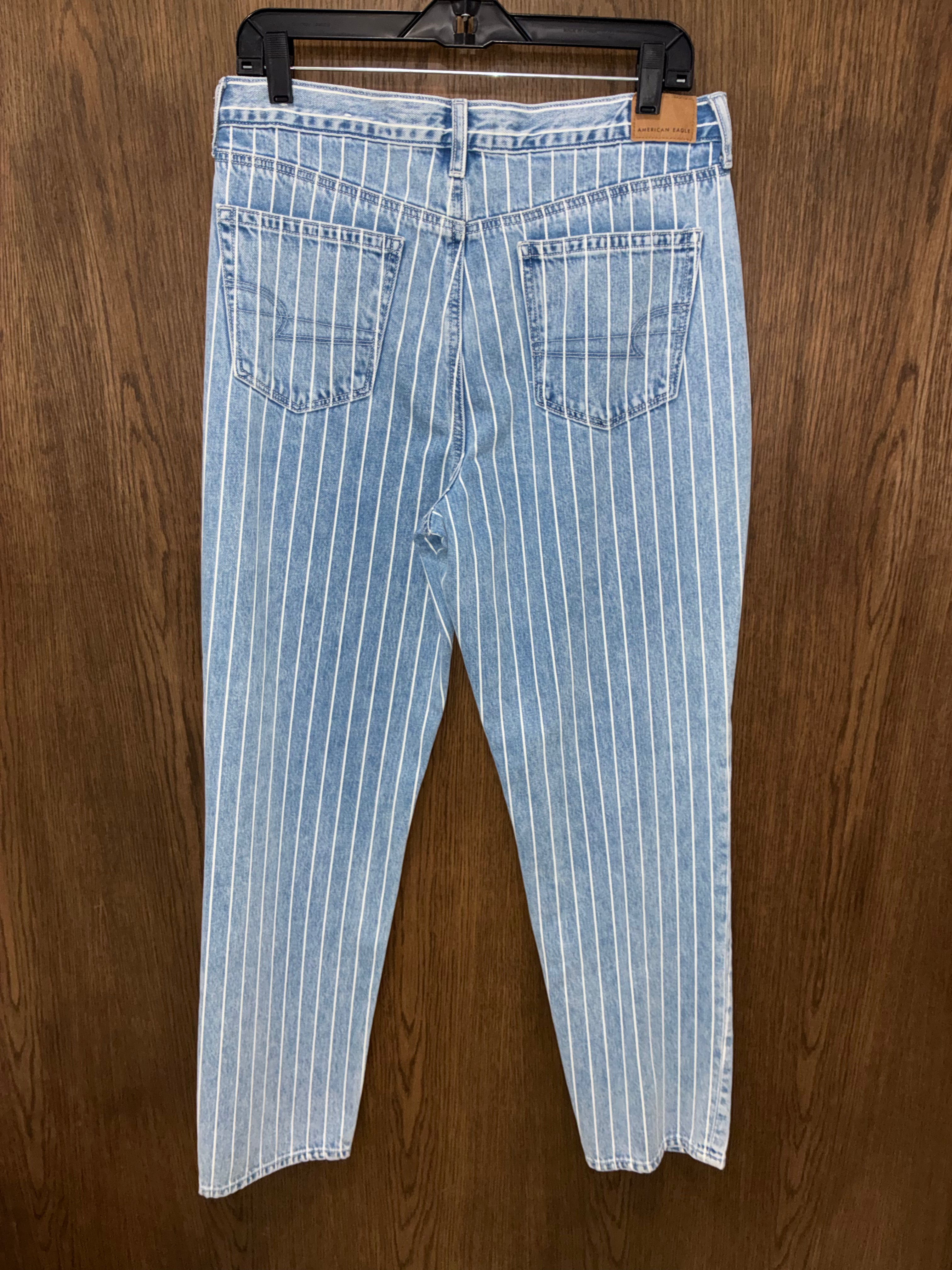 American Eagle Mom Retro Indigo Stripes Jeans Size 10