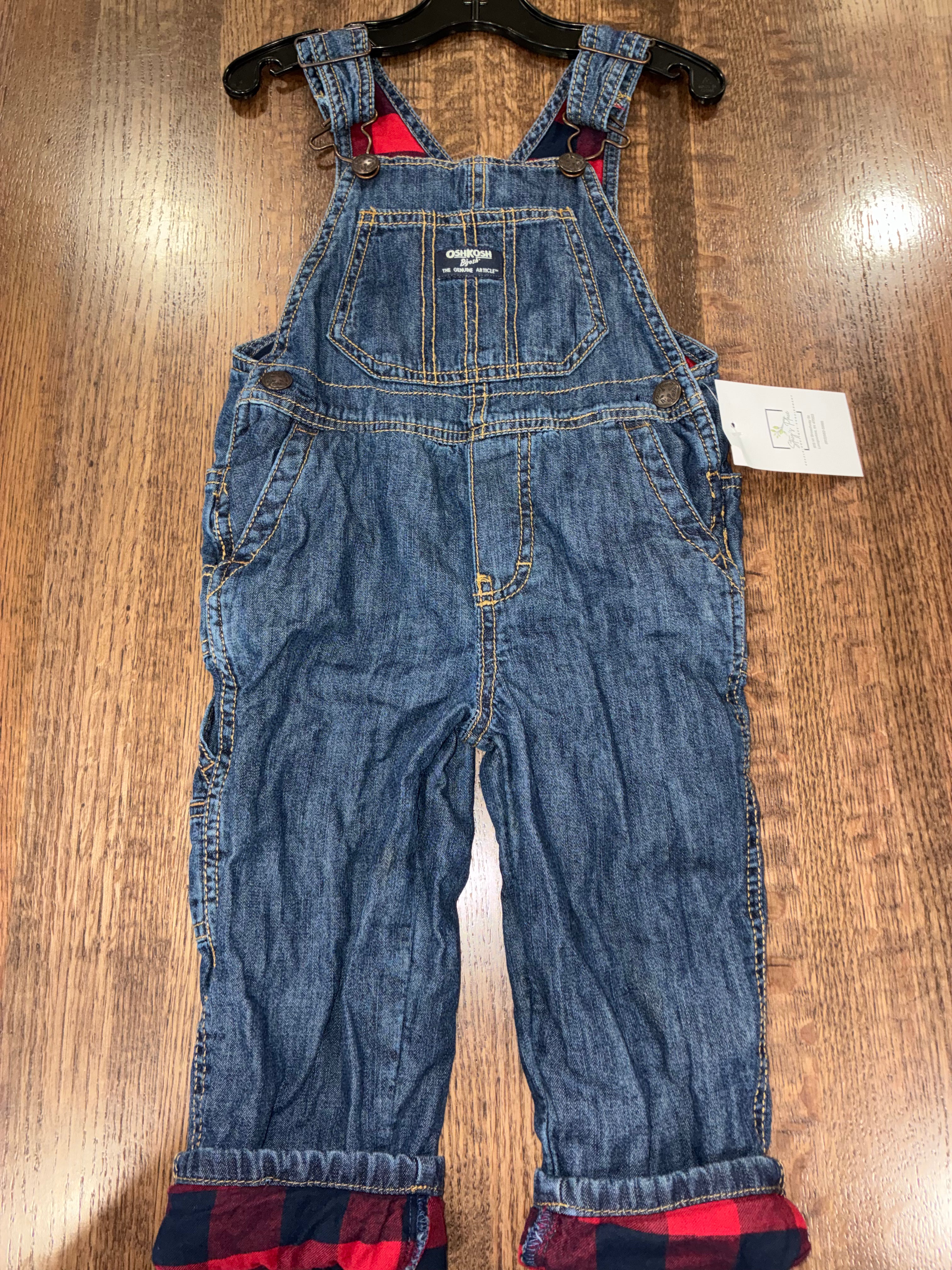 Osh Kosh B'Gosh Flannel Lined Boys Overalls Size 2T