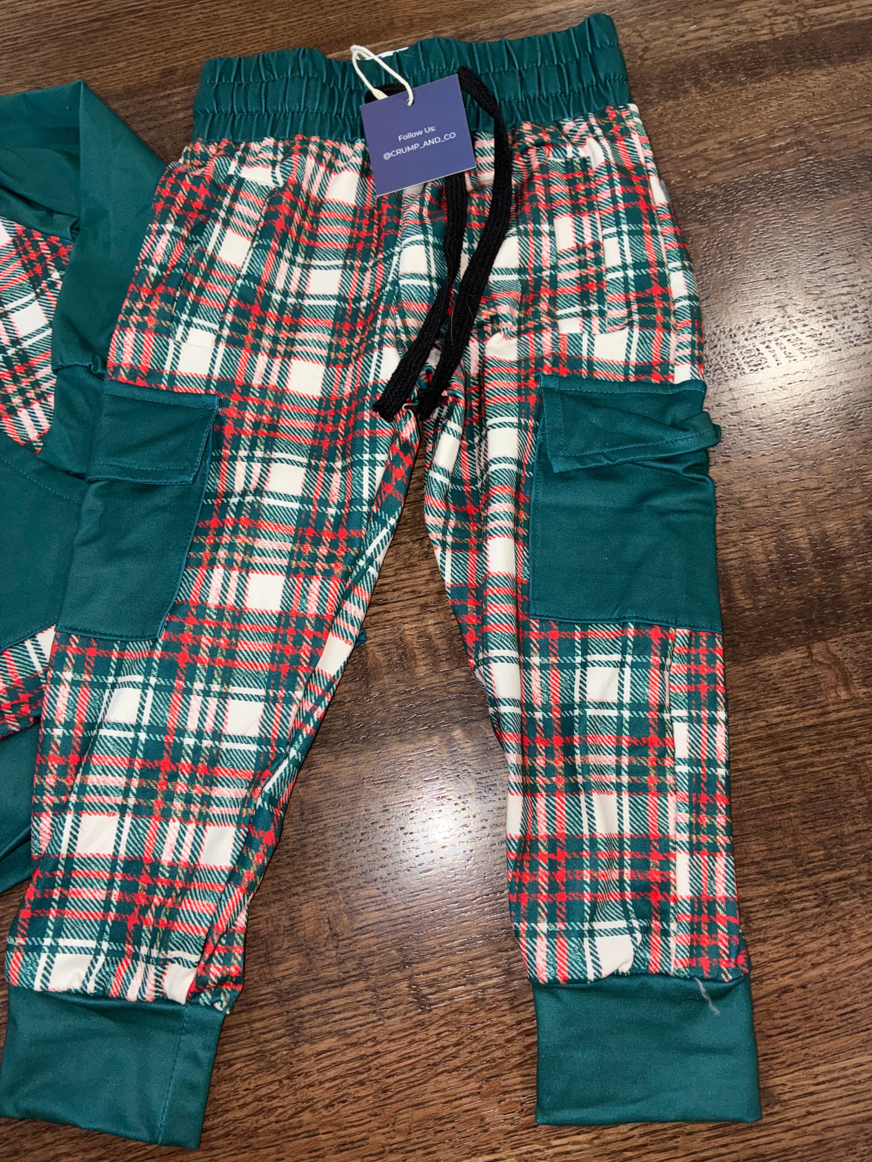 Crump & Co Boys CLASSIC CHRISTMAS PLAID Jogger Set  Size 2T NWT