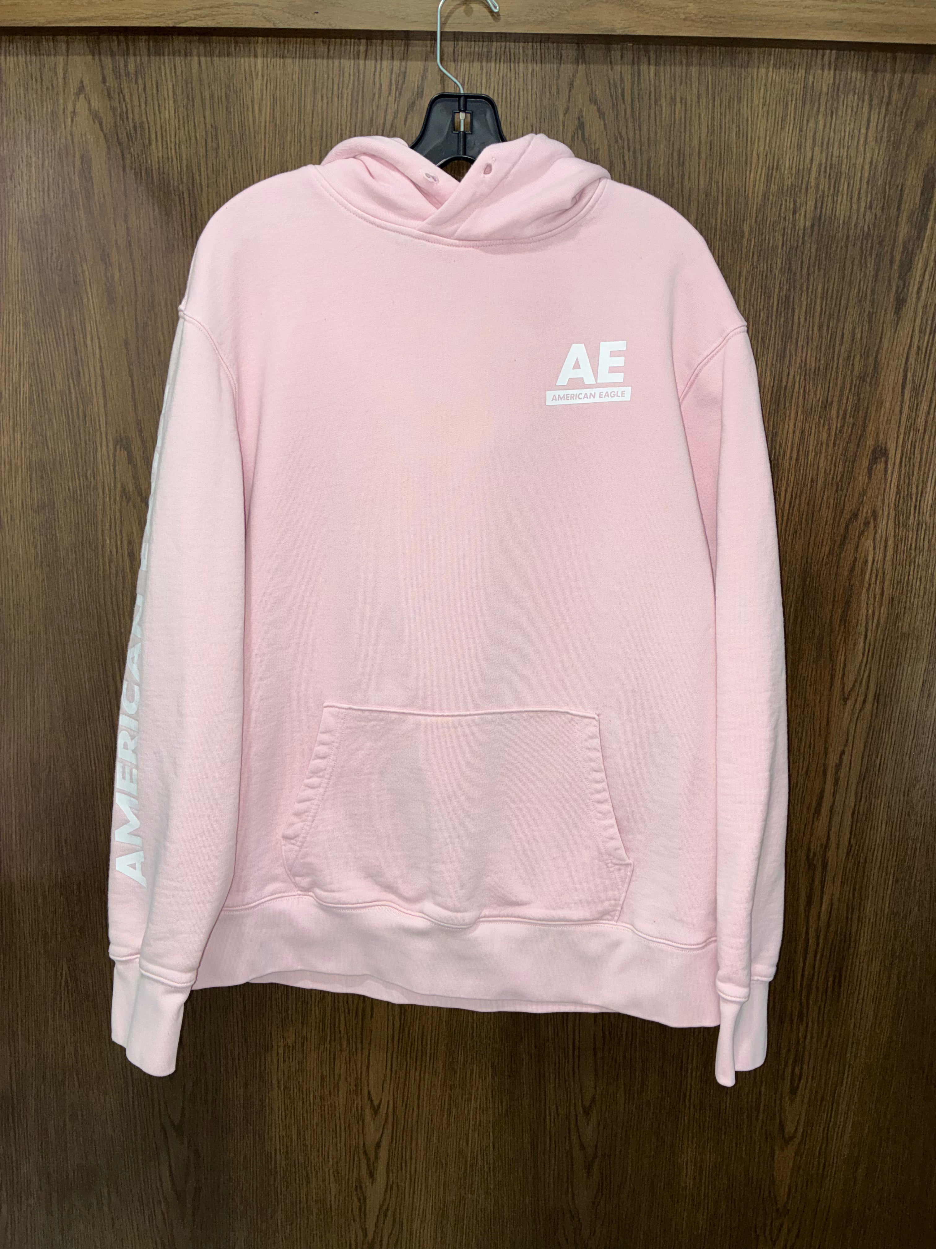 American Eagle Men’s Hoodie Pink Size Large