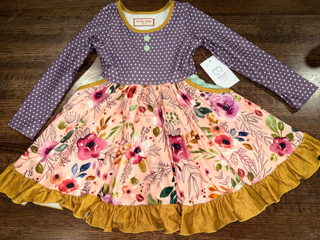 Cheeky Plum Girls Blackberry Jam Elara Knit Dress Size 4T Like New