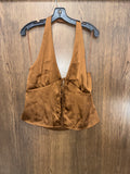 PacSun Beverly and Beck Celine Satin Tie Front Halter Top Size XL NWT