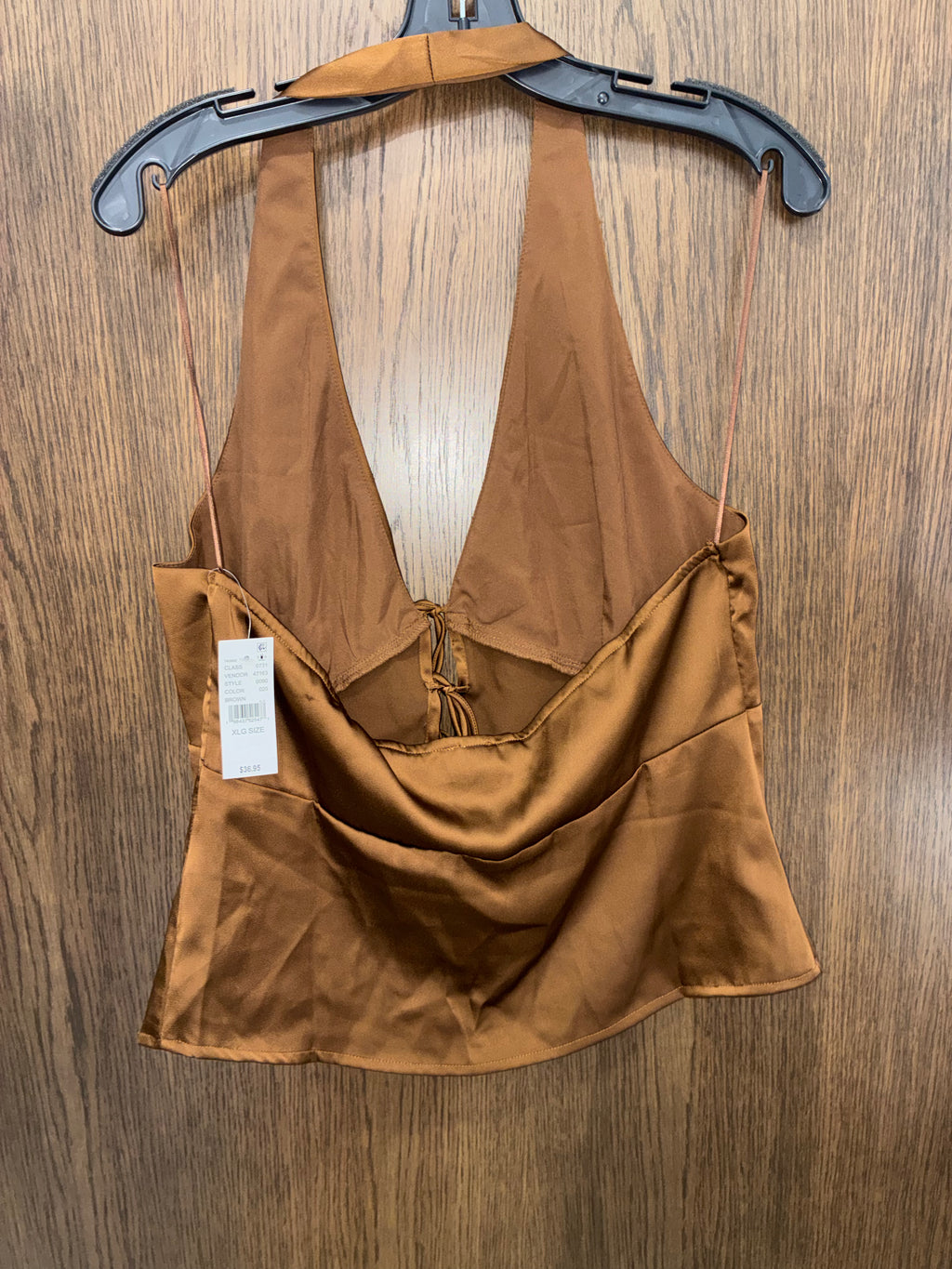 PacSun Beverly and Beck Celine Satin Tie Front Halter Top Size XL NWT
