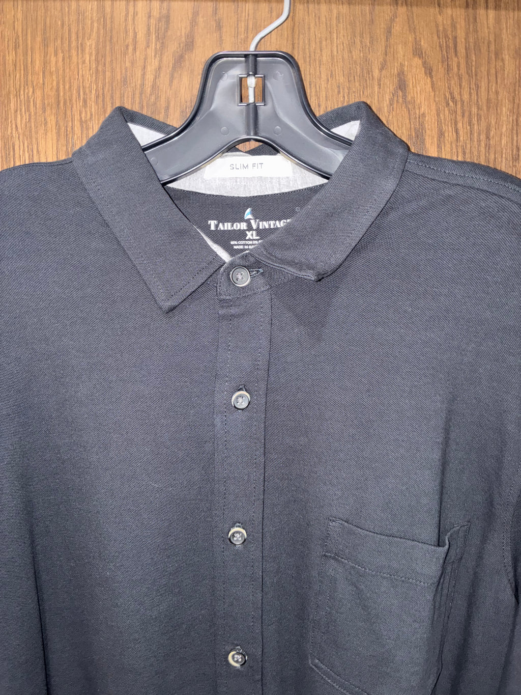 Tailor Vintage Men’s XL Slim Fit Black Long Sleeve Knit Button Up Shirt