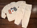 Mini Bean "Boo" Boys Crew Neck Sweatshirt & Cargo Joggers Sweatsuit Size 18 Months Like New
