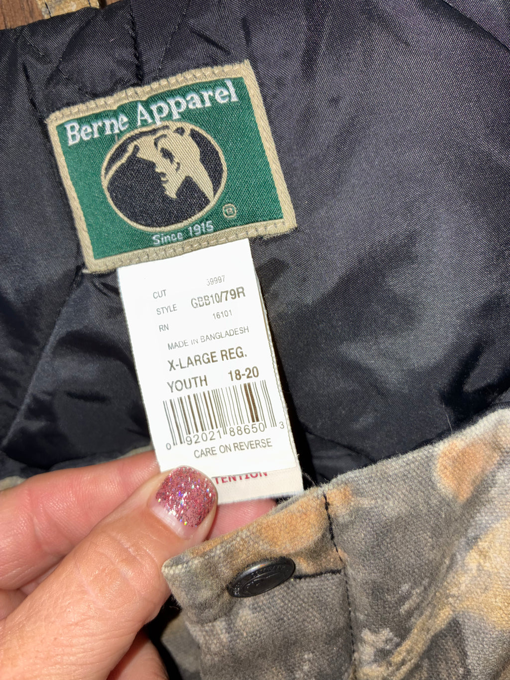 Berne Youth Softstone Realtree Camo Insulated Bib Overalls Youth XL 18/20 Excellent Condition