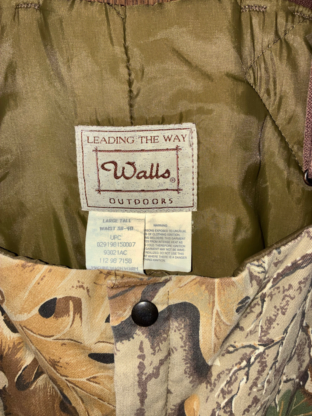 Vintage Walls Advantage Camo Insulated Bib Overalls Mens Large Tall 38-40 Hunting