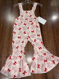 Christmas Cake & Bows Girls Bell Bottom Jumpsuit Overall Romper 24 Months 2T New