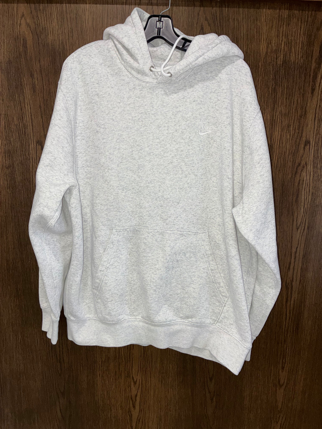 Nike Club Men’s Pullover Fleece Hoodie Size XL Birch Heather/White