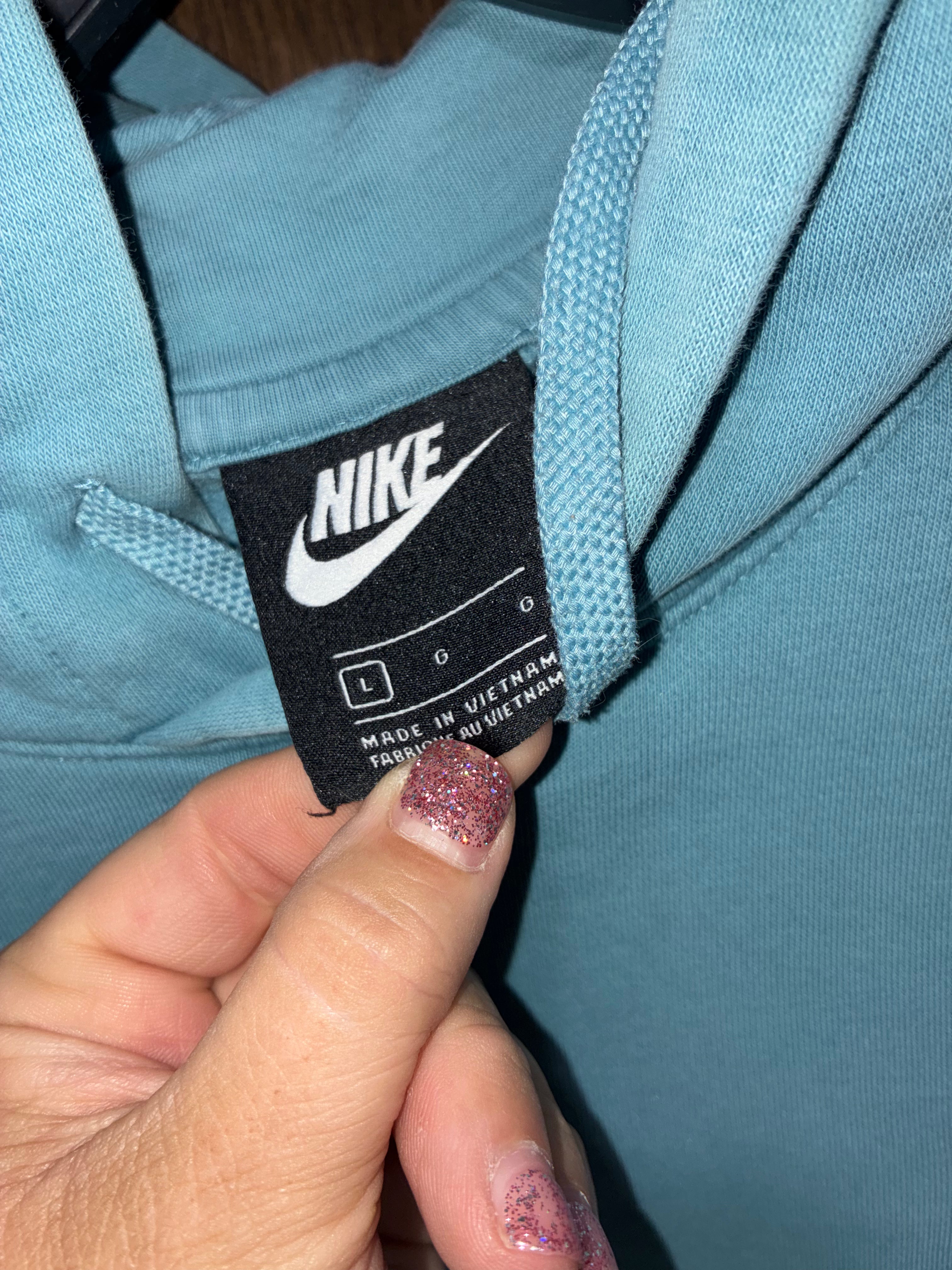 Nike Sportswear Club Fleece Hoodie Mens Large Cerulean Blue/White