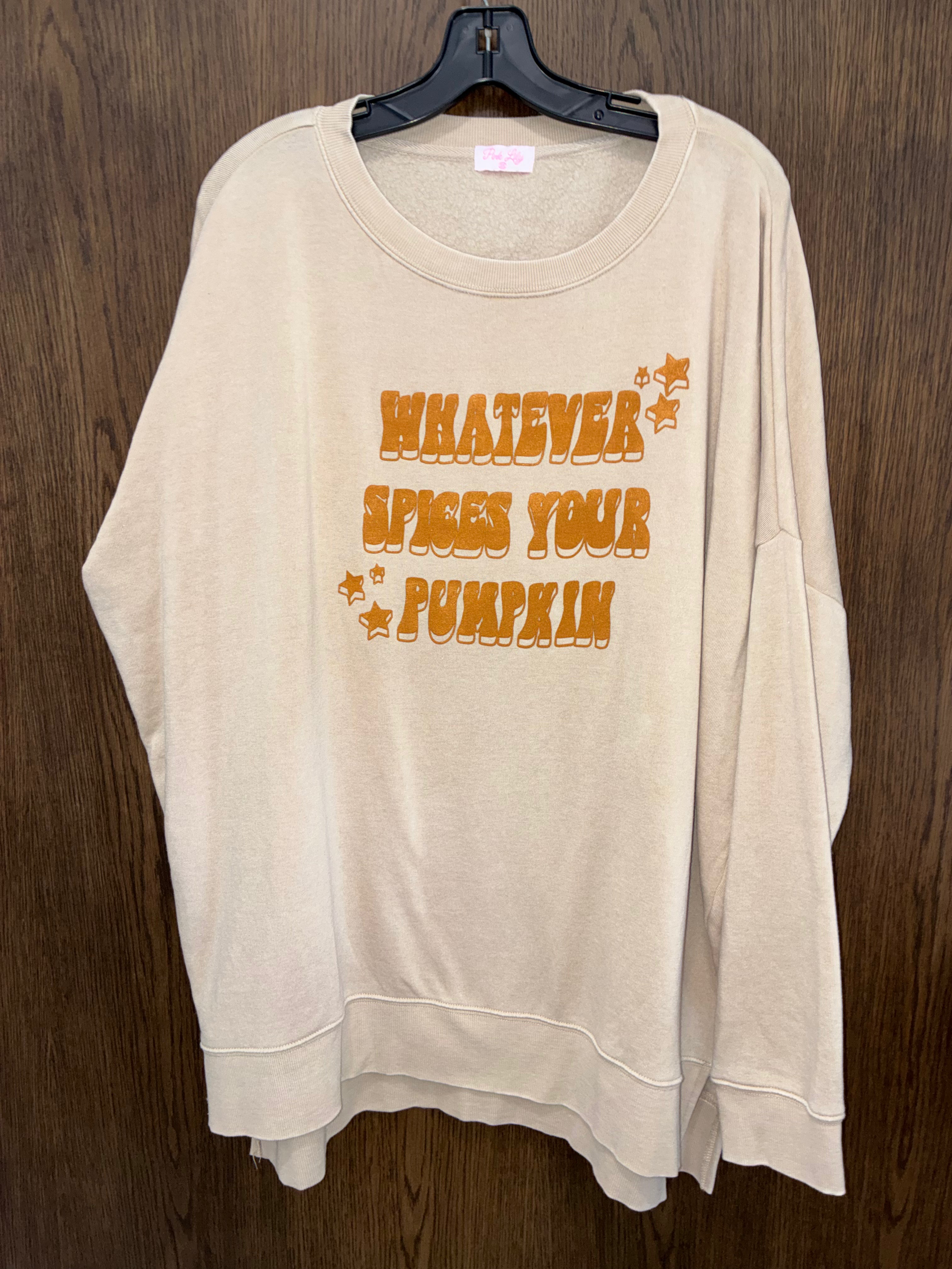 Pink Lily “Whatever Spices Your Pumpkin” Crew Sweatshirt Size XL