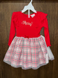 Little Lass Girls  “Merry” Christmas Plaid Dress Size 18 Months NWT