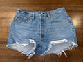 Levi’s 501 Women’s Cutoff Denim Shorts Distressed Raw Frayed Hem Blue Size 33
