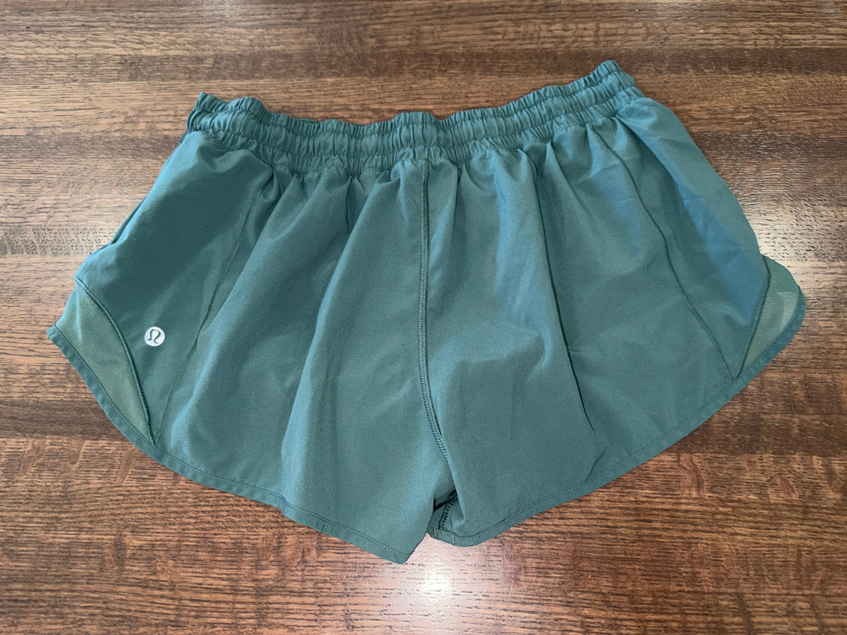 Lululemon Speed Shorts Women’s Size 10 Teal Green Low Rise Running Reflective