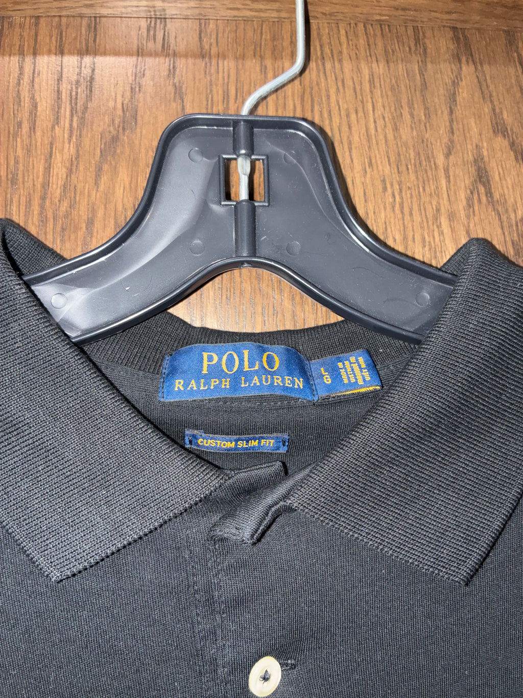 Polo Ralph Lauren Men's Large Custom Slim Fit Black Cotton Polo Shirt Multicolor Pony