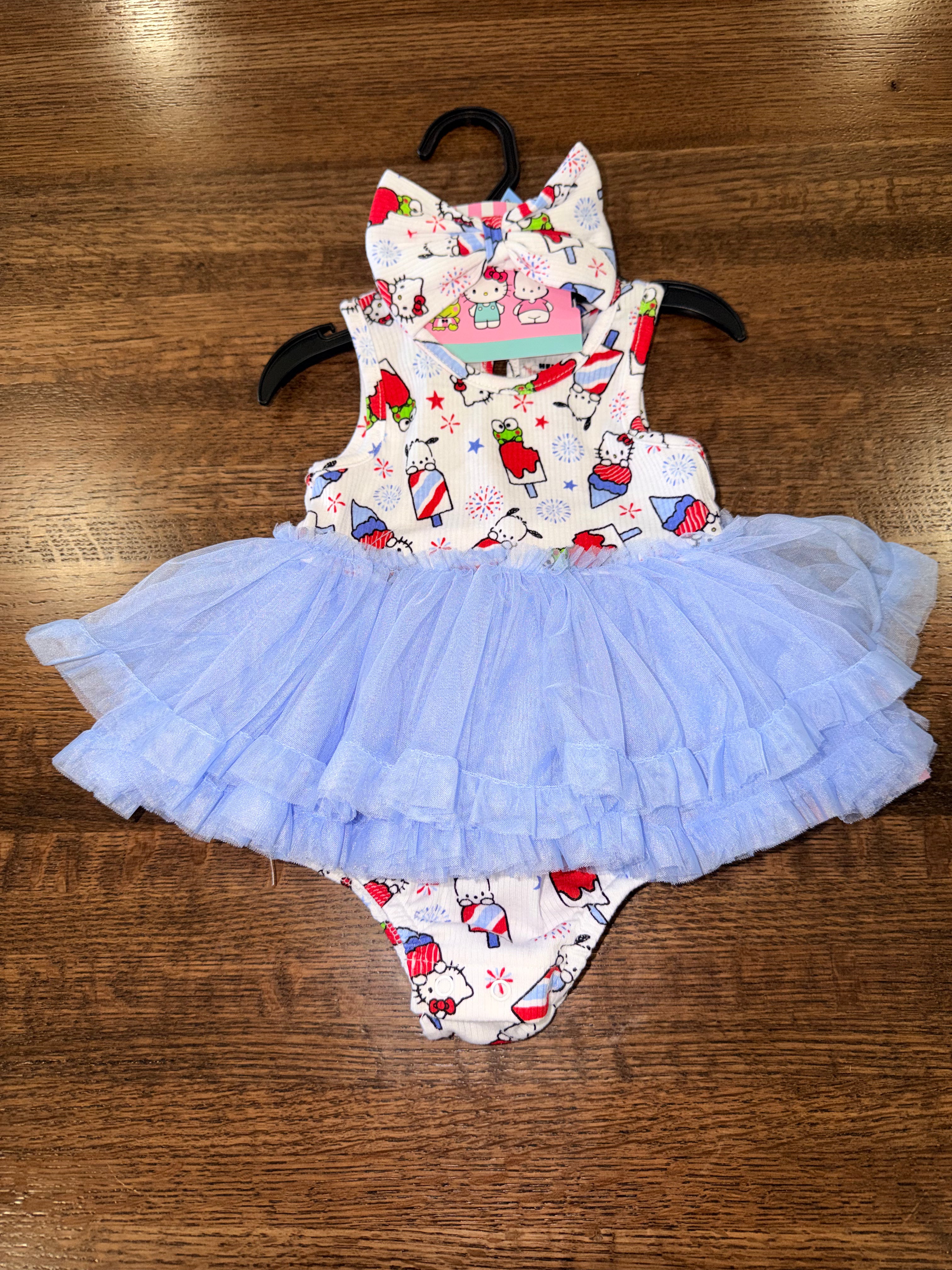 Hello Kitty & Friends Girls Tutu Bubble Romper & Bow 3-6 Months  NWT
