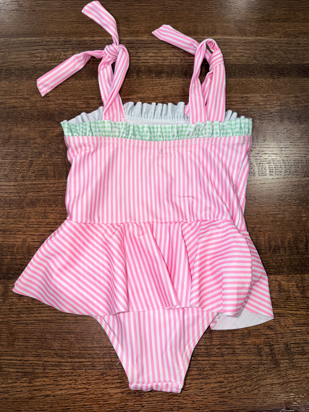Pink Stripe Watermelon Ruffle Girl’s One Piece Swimsuit Size 3/4 New
