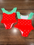Strawberry Baby Girls One Piece Bathing Suit Size 3-6 Months New