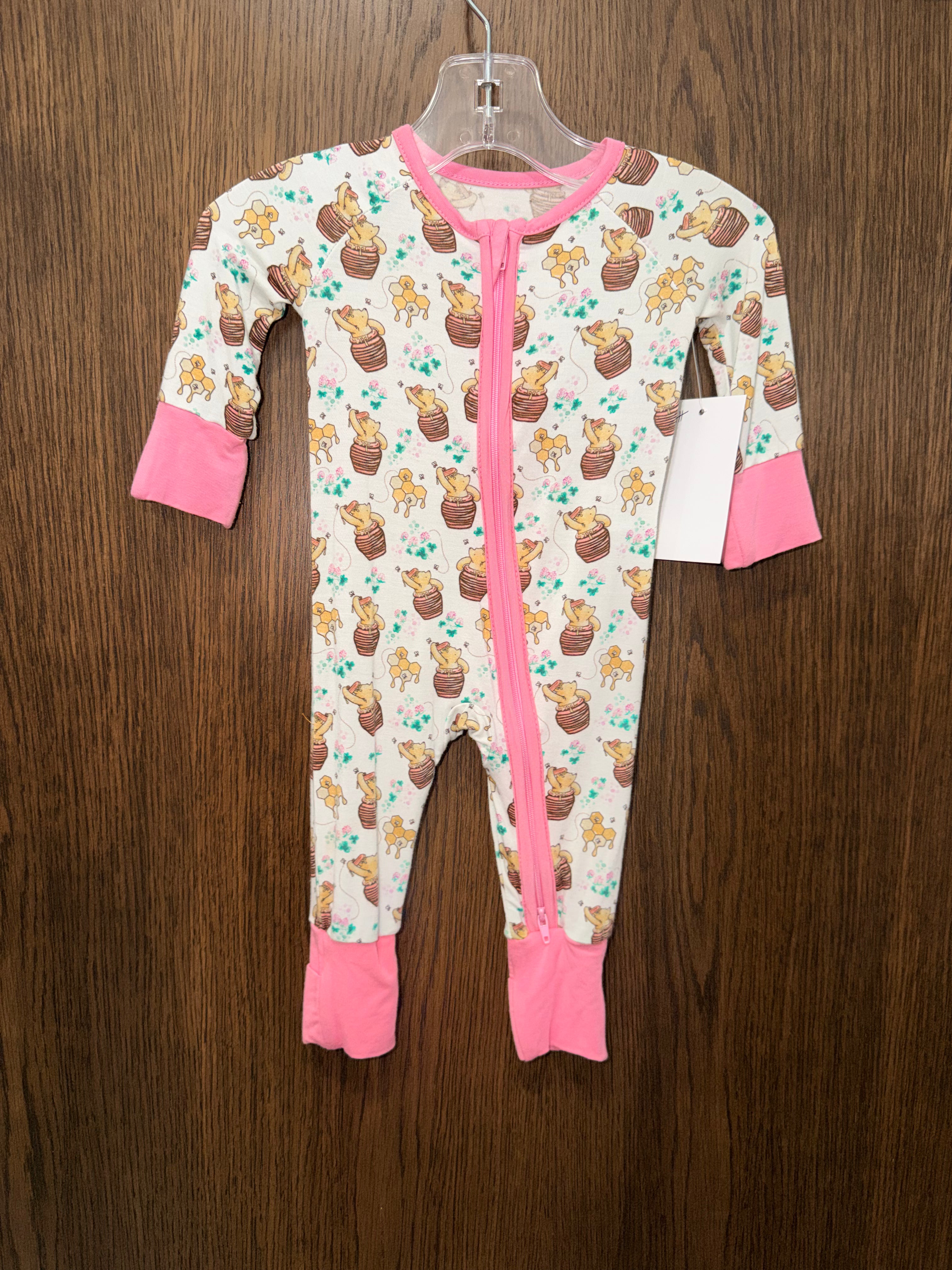 Pooh Honey Pot Bamboo Convertible Romper 0-3 Months
