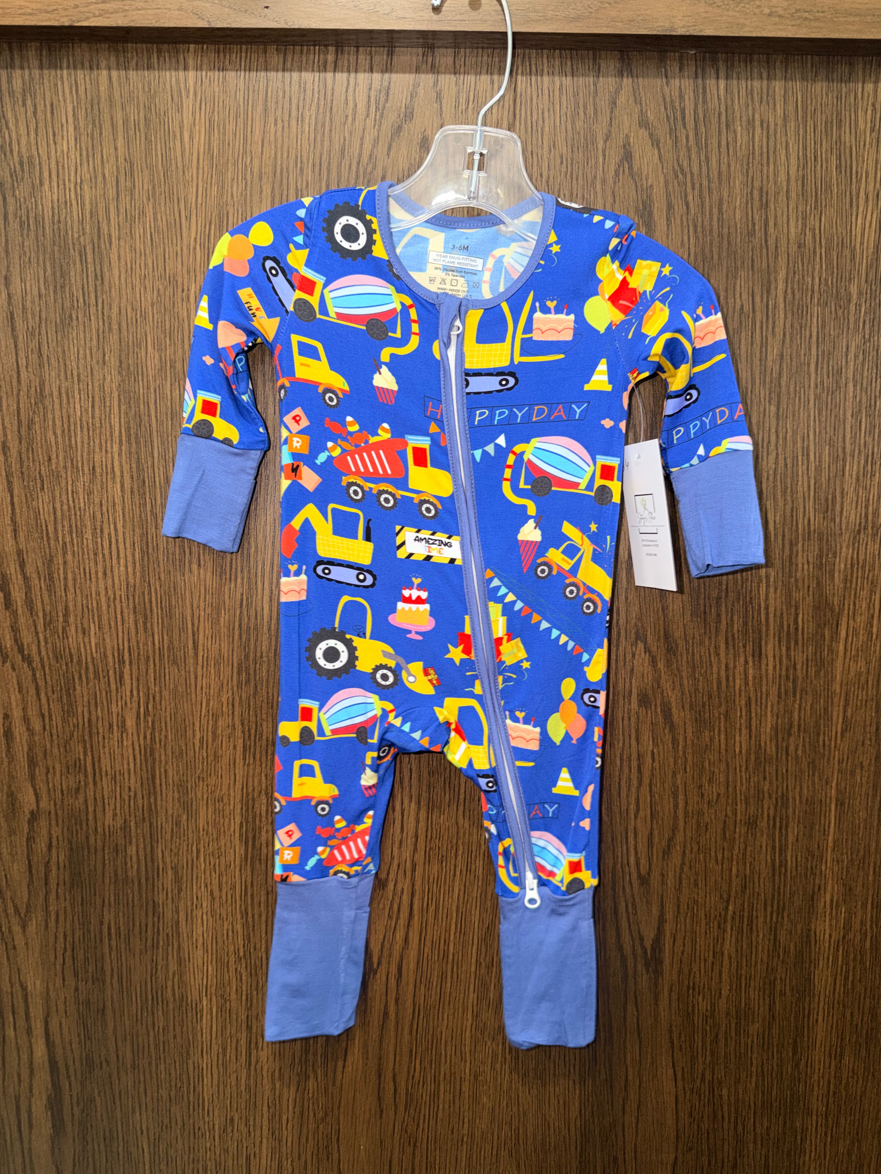 Happy Day Construction Bamboo Convertible Romper 9-12 Months