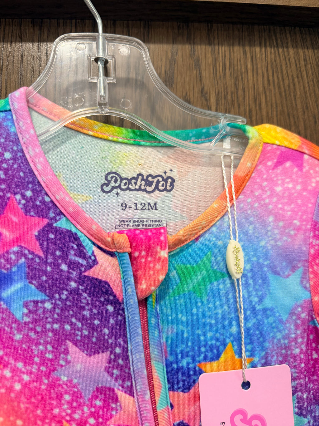 PoshTOT Colorful Stars Bamboo Baby Convertible Zippy Romper 9-12 Months