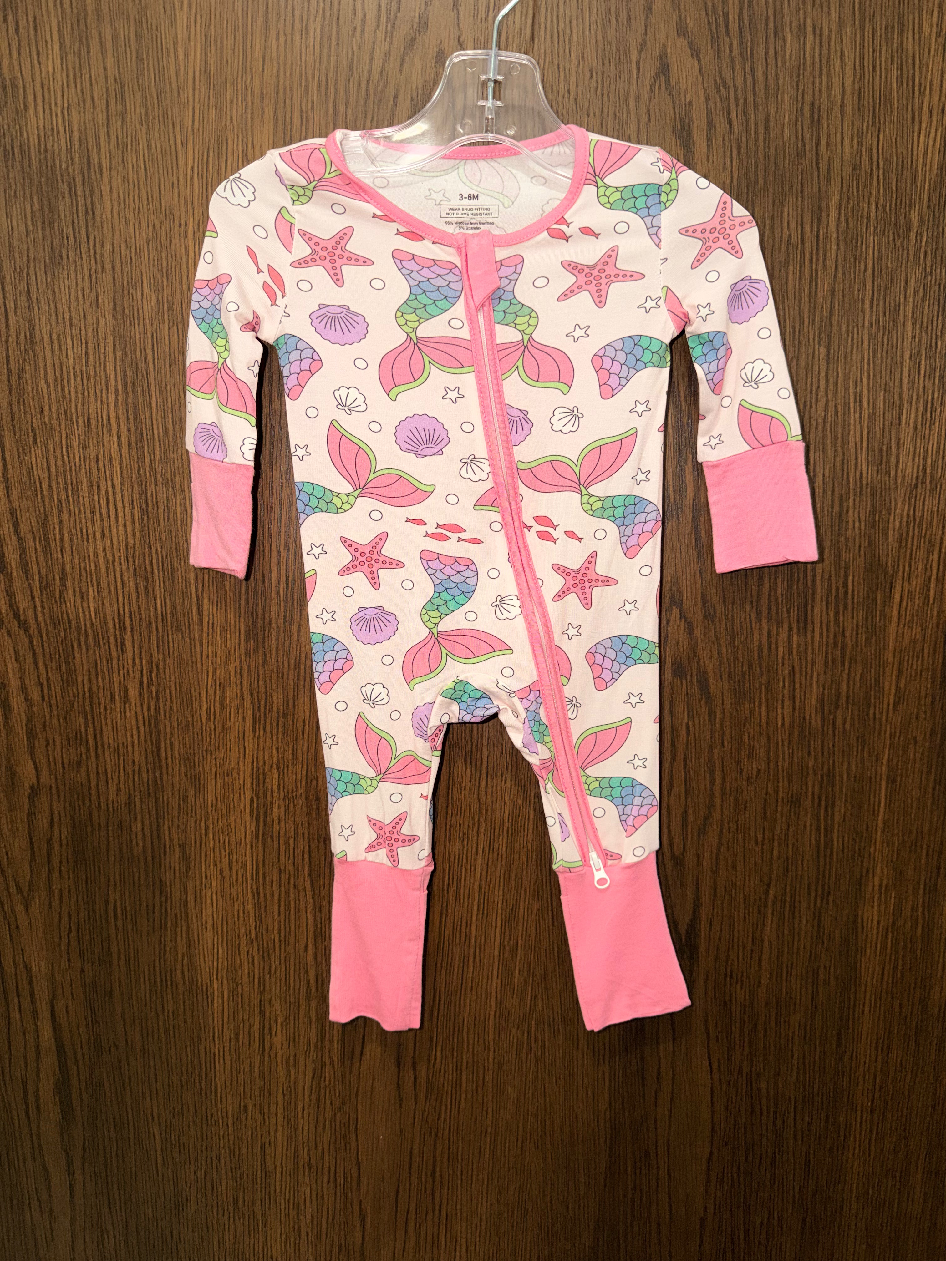 Mermaid Tails Bamboo Convertible Romper 6-9 Months